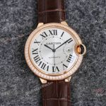 Swiss 2824 Cartier Ballon Bleu Watches Rose Gold Silver Dial Single Diamond-set_th.jpg